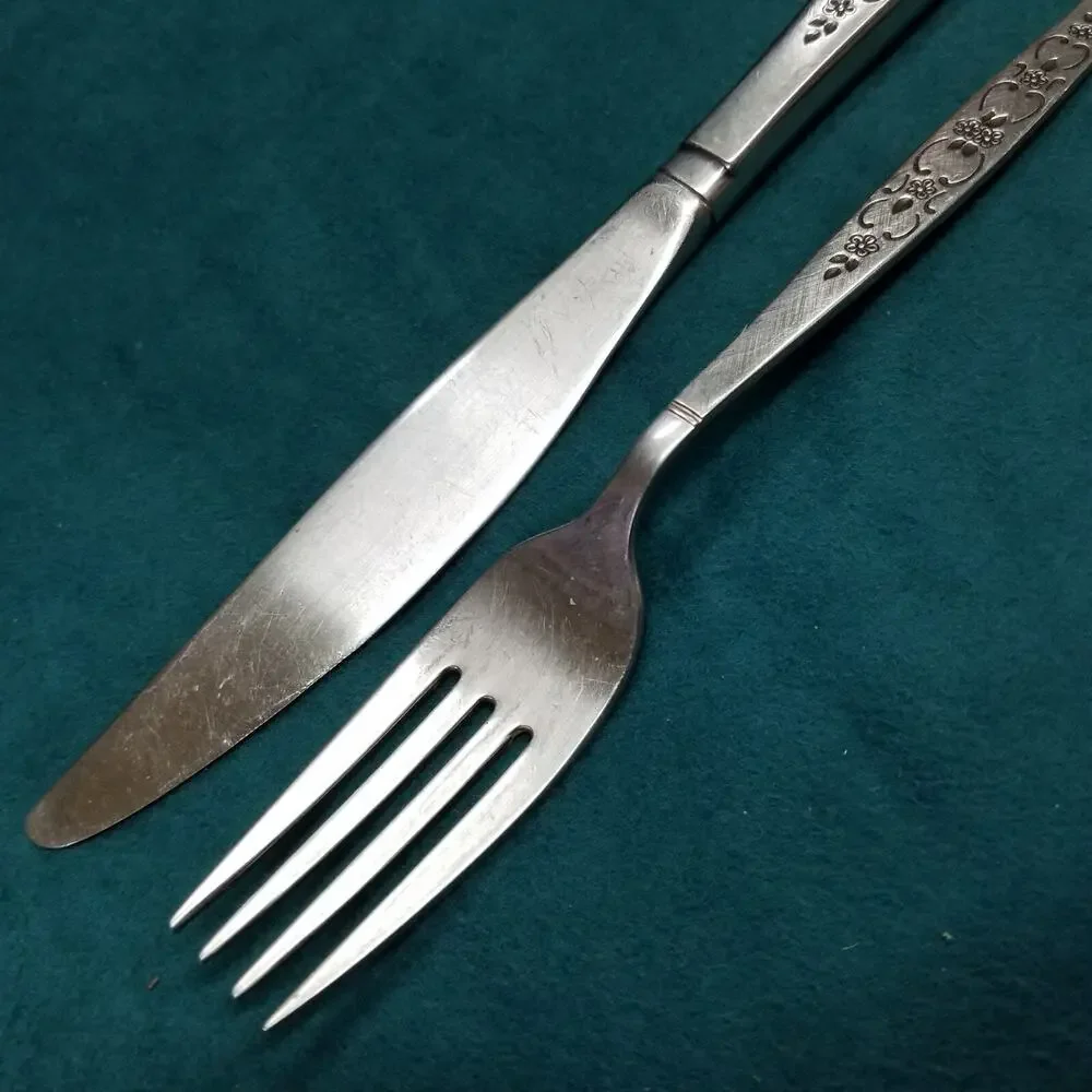 Oneida SPANADA WmA Rogers Premier Stainless 1 Knife 1 Dinner Fork Flatware
